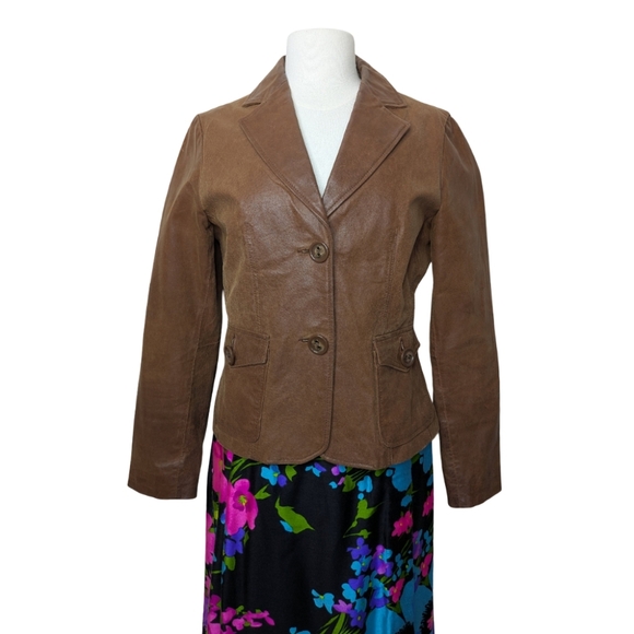 Fabric Life Leather Jacket Chestnut Brown Size S/M - Picture 8 of 15